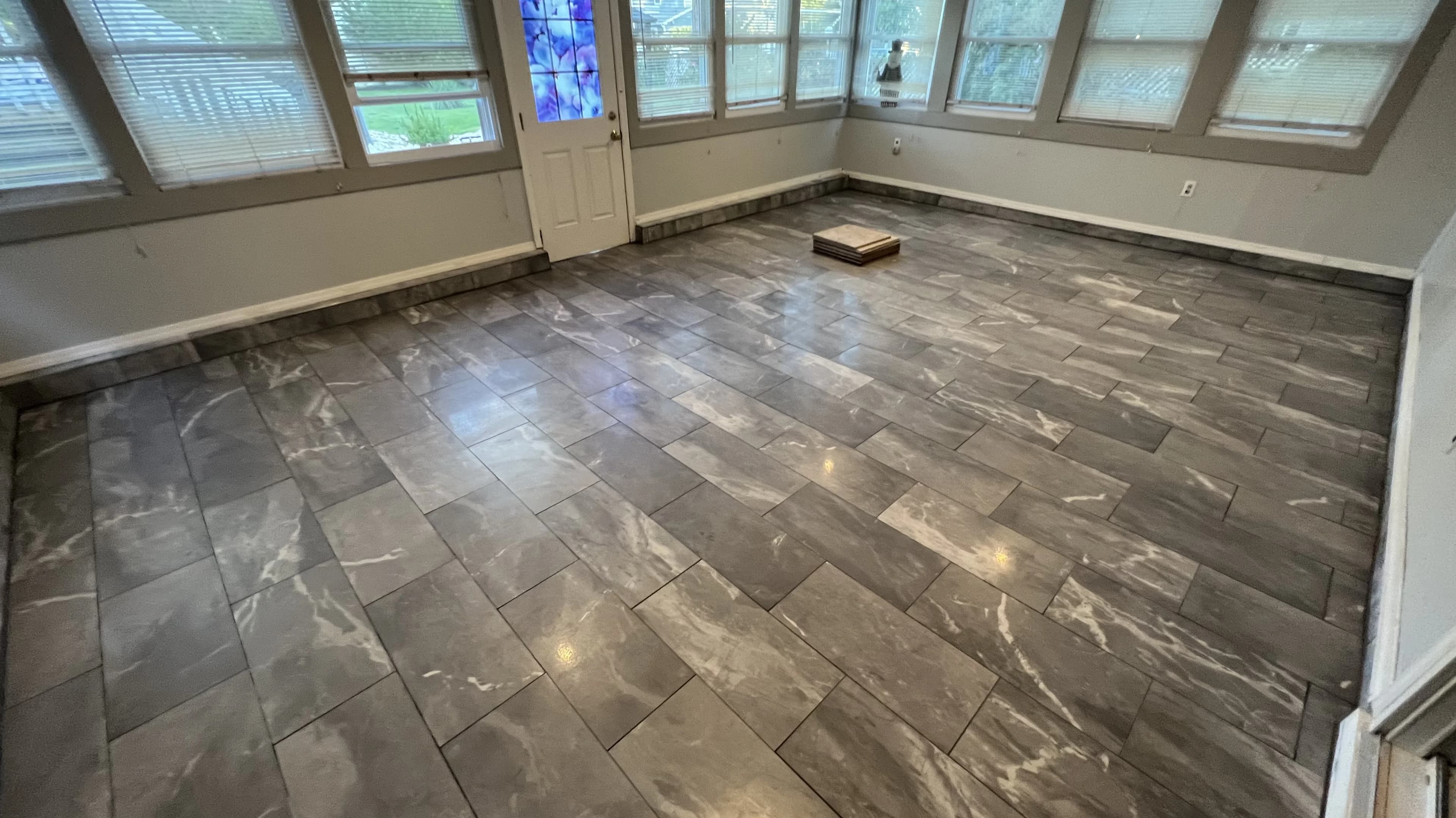 Home addition with large-format tile flooring in Old Bridge NJ by LJT Contracting
